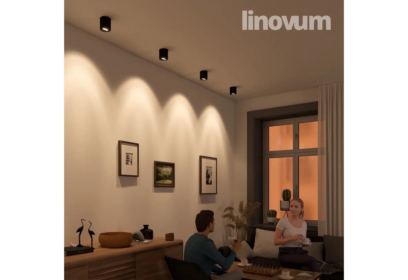 linovum Aufbaustrahler CORI Schwarz Silber Schwenkbar GU10 - Bild 3