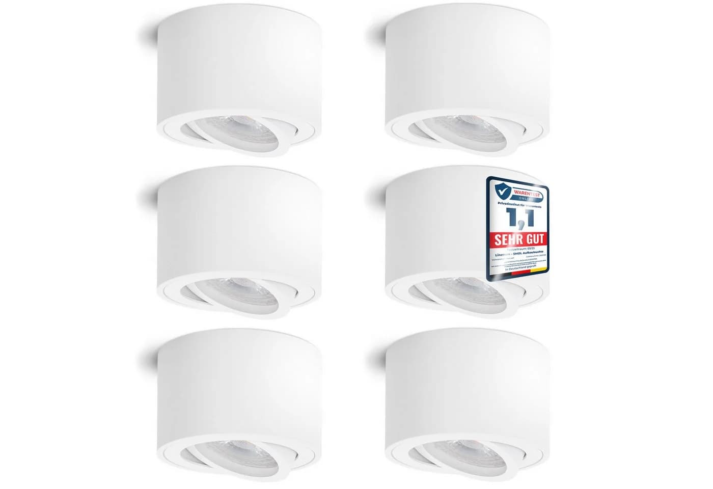 linovum LED Aufbaustrahler 6er Set SMOL schwenkbar weiß matt - Bild 2