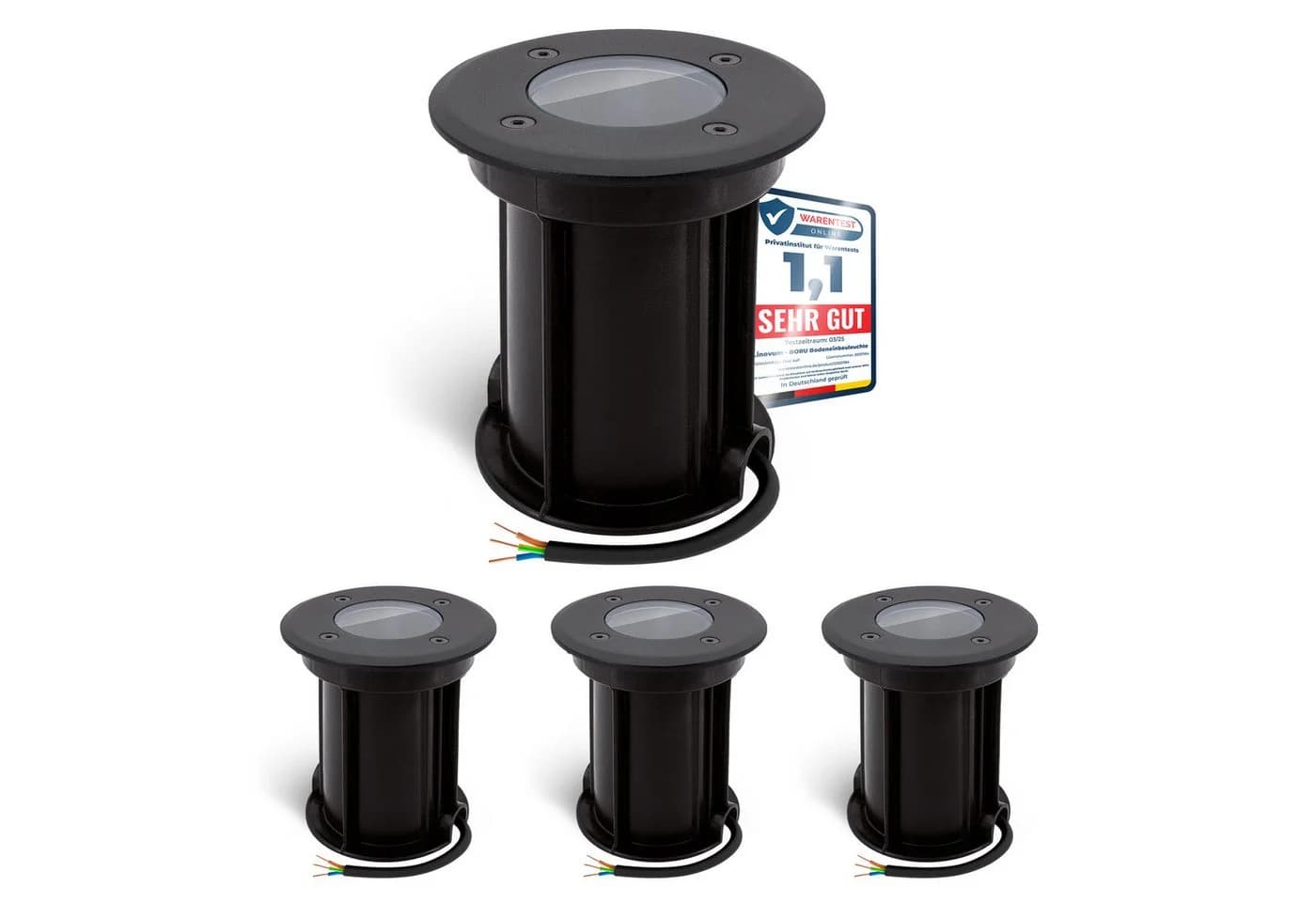 linovum LED Gartenstrahler BORU 4x Schwarz IP67 Bodeneinbaustrahler - Bild 2