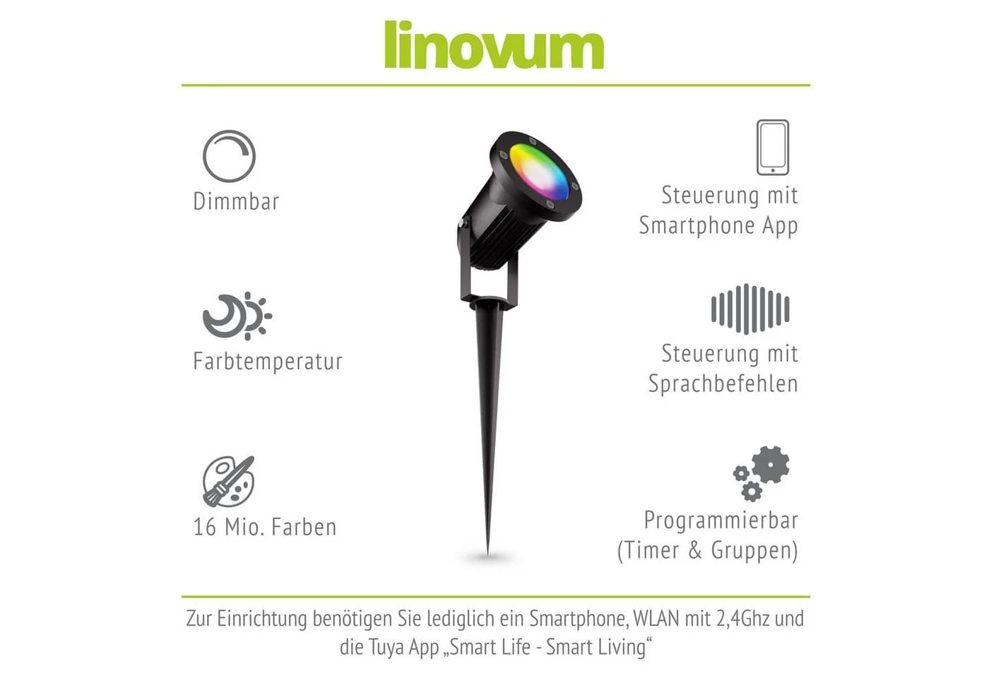 linovum LED Gartenstrahler CARI Schwarz Smart Dimmbar IP65 - Bild 4