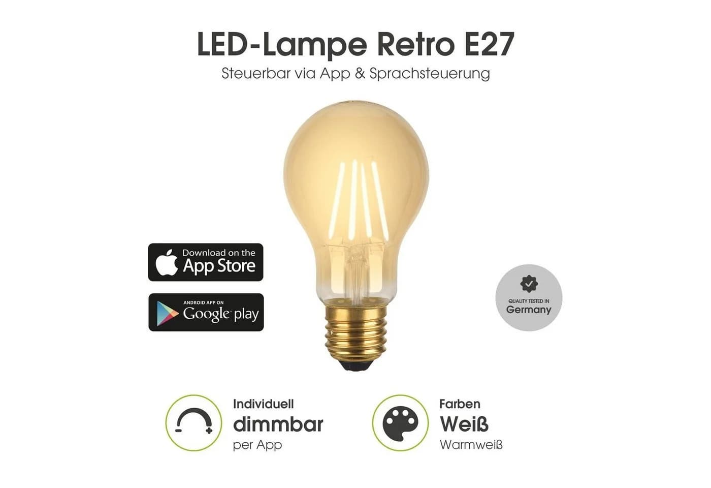 XLAYER Smarte LED-Leuchte WLAN Retro E27 Dimmbar Warmweiß - Bild 2