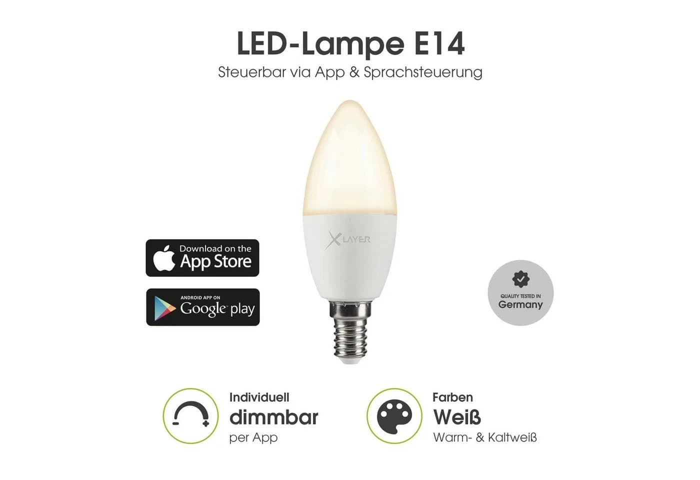 XLAYER Smarte LED-Leuchte E14 WLAN Dimmbar Warm- & Kaltweiß - Bild 2
