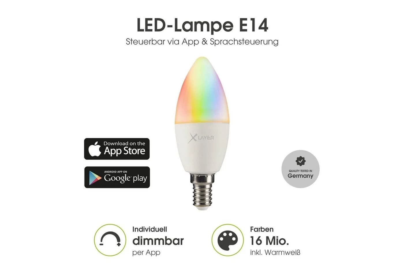 XLAYER Smarte LED-Leuchte E14 WLAN Dimmbar Alexa Kompatibel - Bild 2