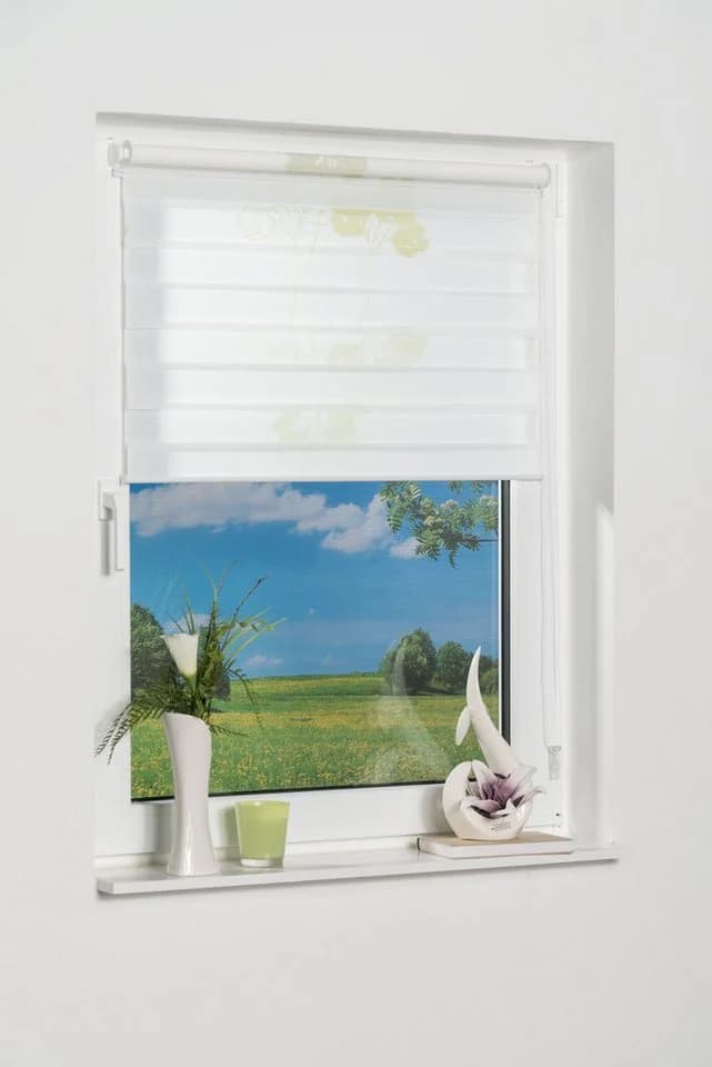 K-HOME Doppelrollo Delphi Grün Blumendesign - Bild 3