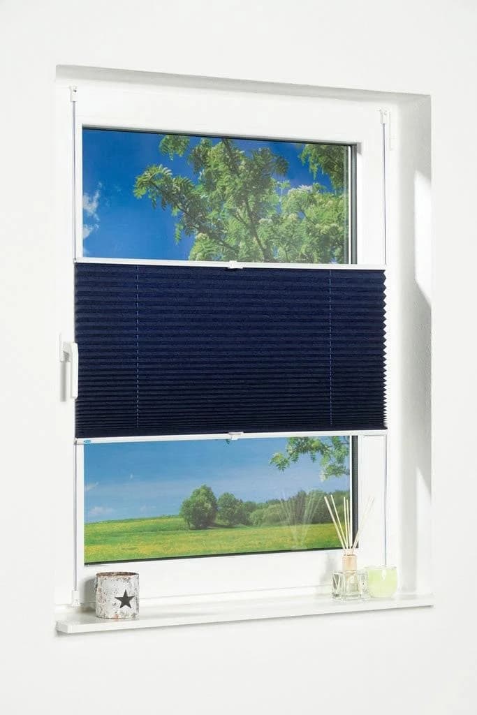 K-home Plissee Klemmfix Pisa Dunkelblau Polyester