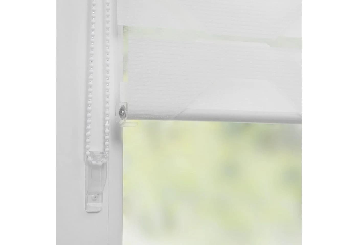 K-HOME Doppelrollo Trapez Weiß Klemmfix Polyester - Bild 5