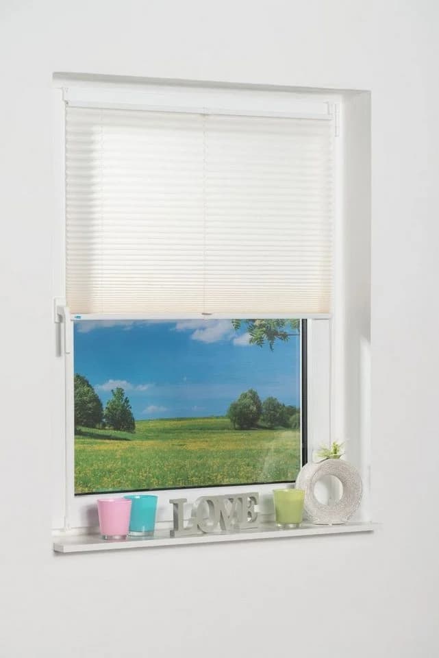 K-HOME Plissee Klemmfix Pisa Crushed-Optik Creme - Bild 5