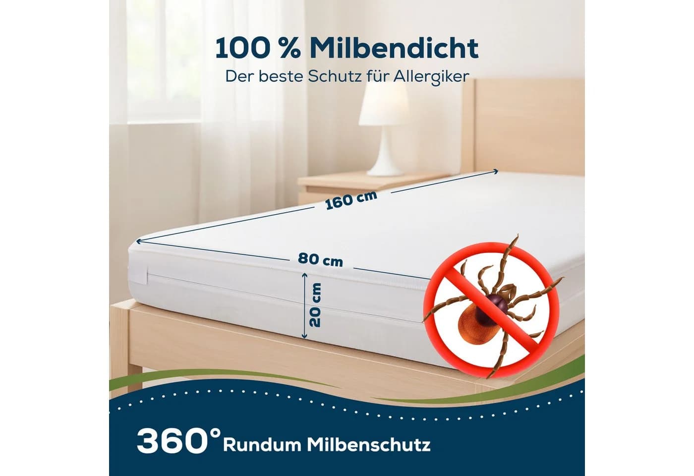 Sensalou Wasserdichter Matratzenbezug mit Reißverschluss Weiß