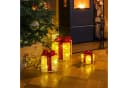 SPETEBO LED Geschenkboxen 3er Set Rot/Natur mit Timer Bild 1