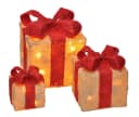 SPETEBO LED Geschenkboxen 3er Set Rot/Natur mit Timer Bild 2