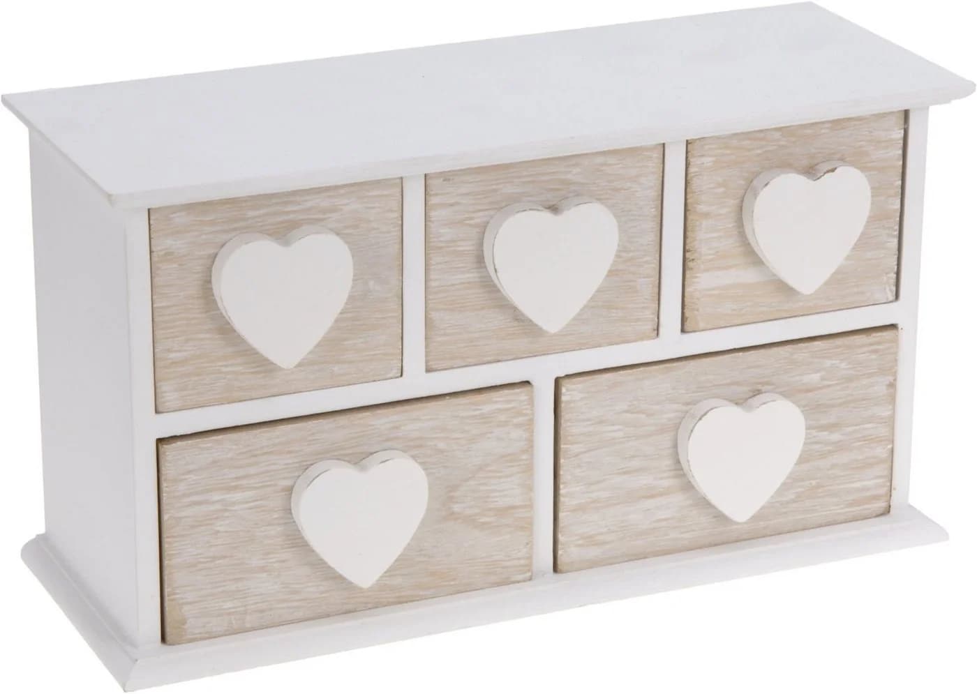 Spetebo Schmuckkasten Holz Shabby Chic 5 Schubladen Weiß