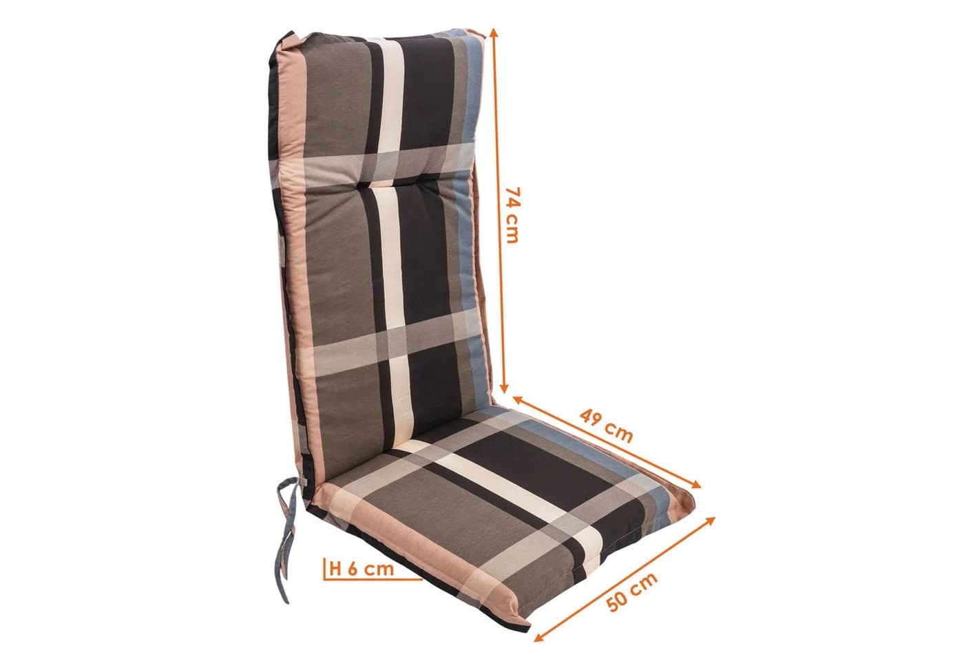 Spetebo Hochlehnerauflage Burgas Karo-Muster Braun/Creme Universal