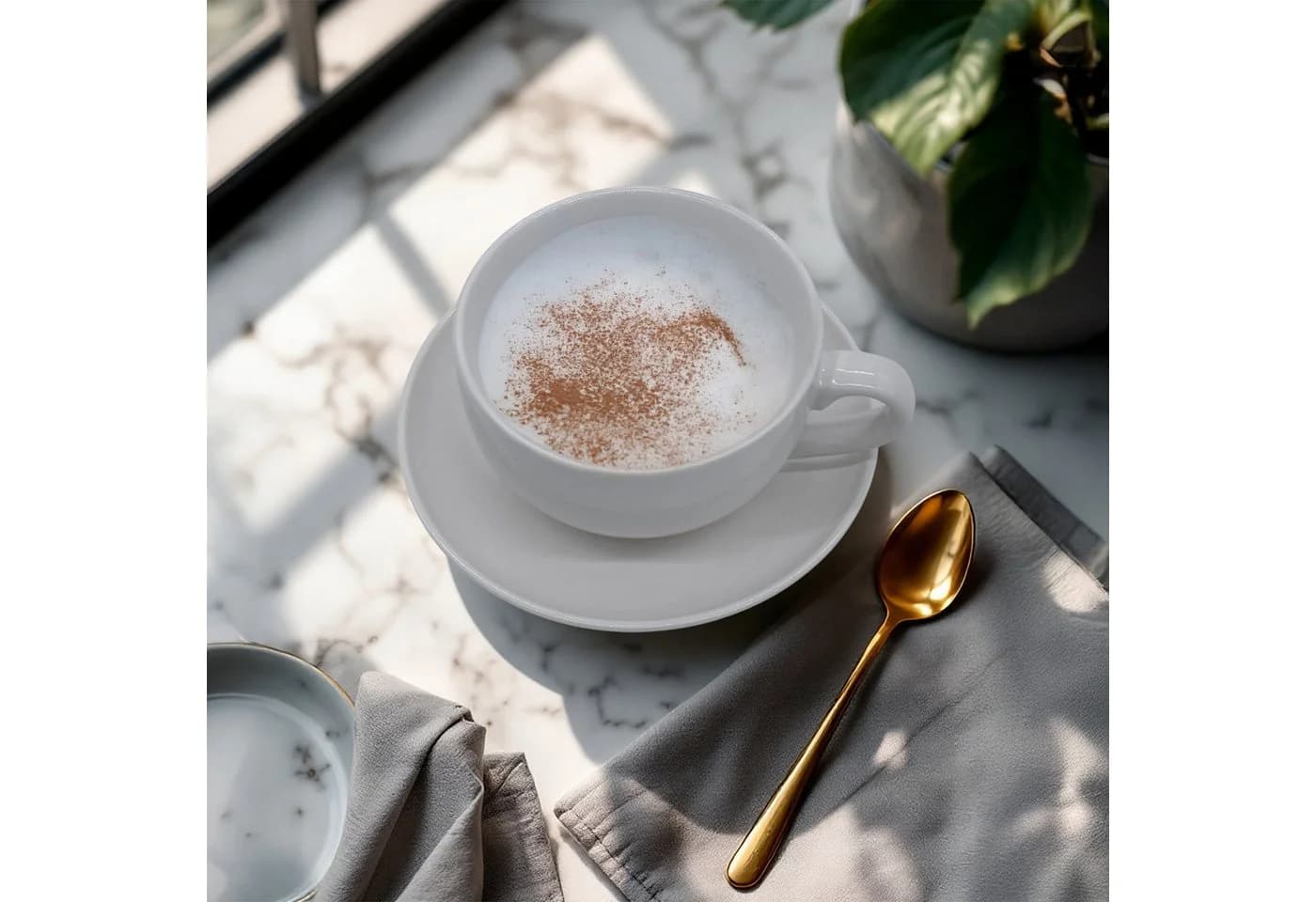 Spetebo Kaffeeservice Cappuccino Tassen mit Unterteller weiß 4-tlg. - Bild 5