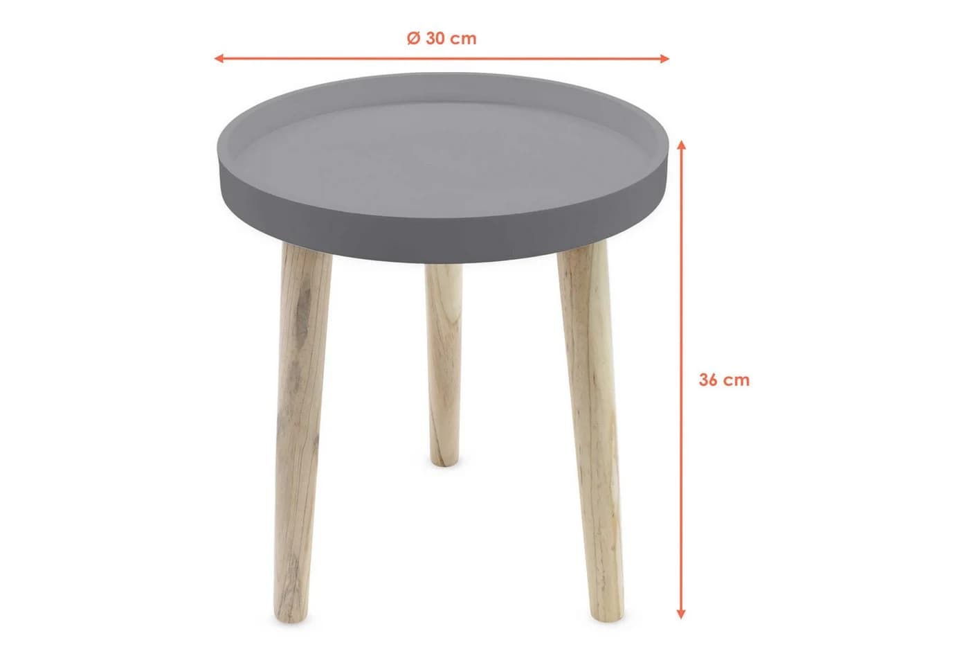 Spetebo Beistelltisch Grau Natur Massivholz MDF