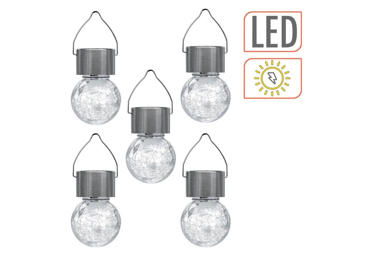 Spetebo LED Solarleuchte 5-teilig Bruchglas Optik Warmweiß - Bild 3
