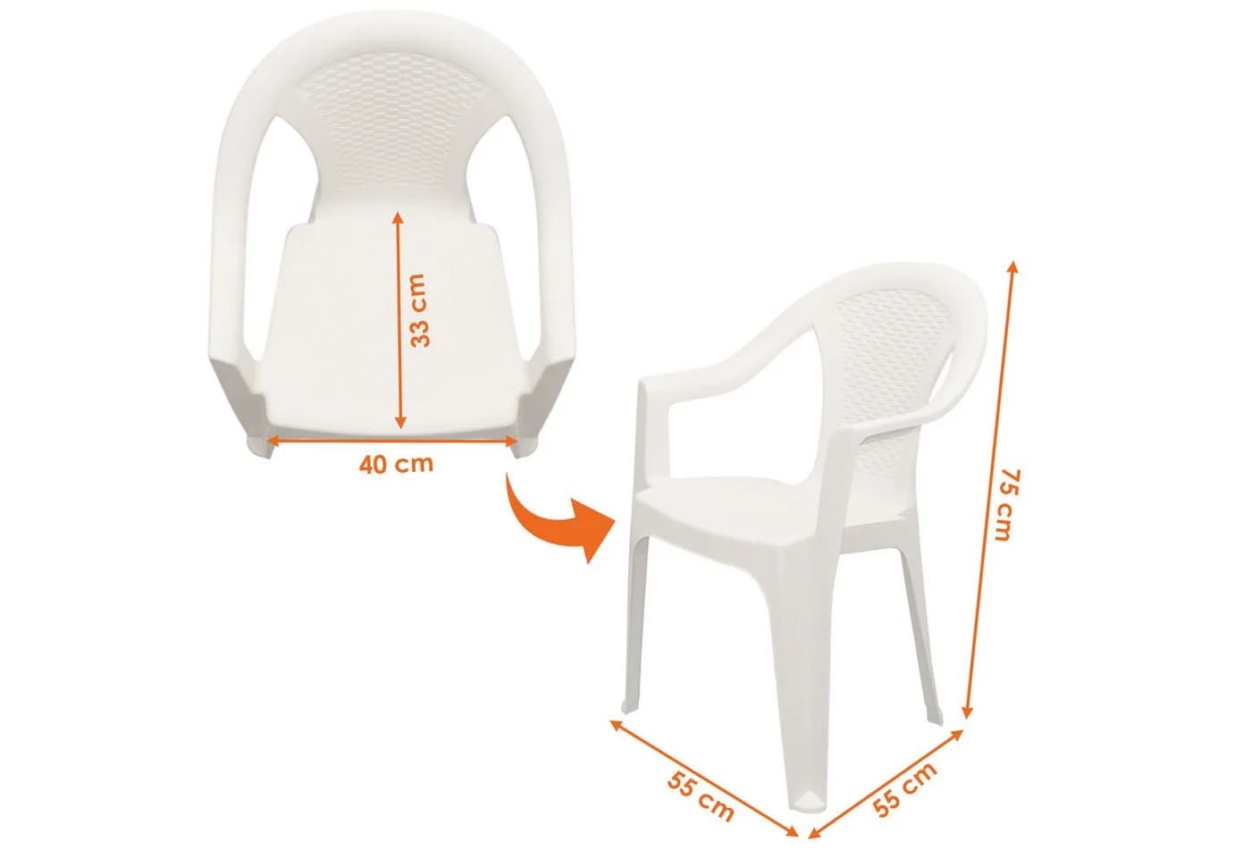 Spetebo Gartenstuhl Kunststoff Weiß Monoblock Rattan Optik