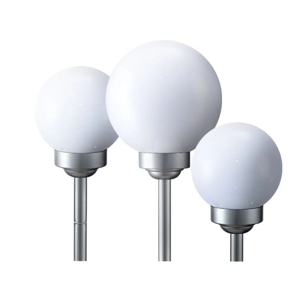 ETC-SHOP 3er Set LED Solarleuchten Kugeln Weiß Silber Garten