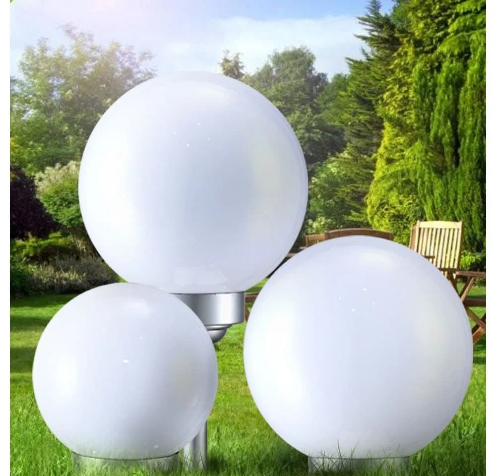 ETC-SHOP 3er Set LED Solarleuchten Kugeln Weiß Silber Garten - Bild 5