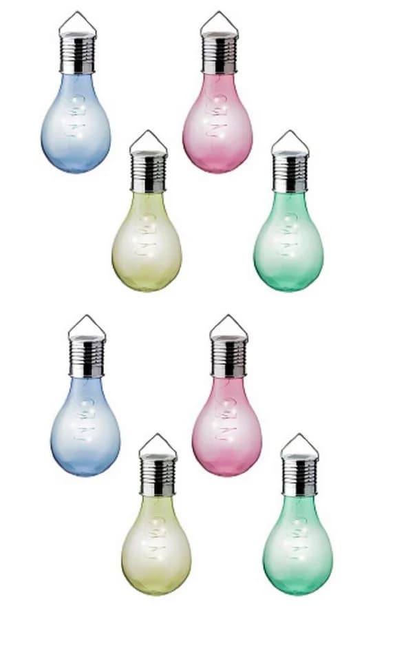 Lumineo LED Solarleuchte Birne 8er Set Plastik Bunt Warmweiß