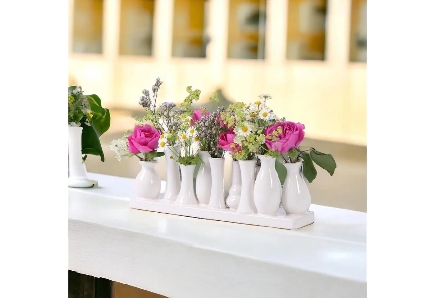 Jinfa Dekovase Set Handgefertigte Keramik Blumenvasen Weiß - Bild 3