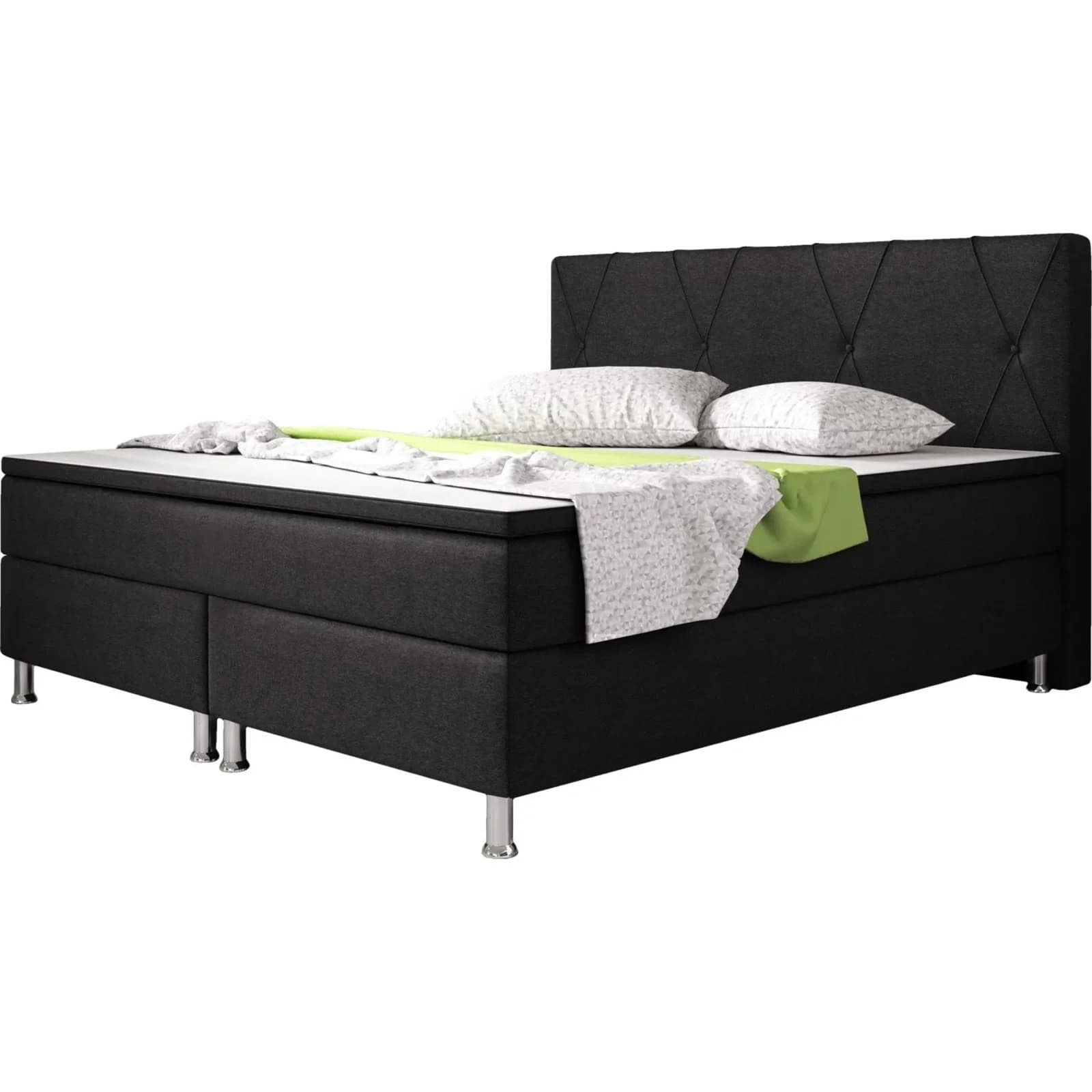 Inter Trading Boxspringbett Boston 180x200 cm Schwarz