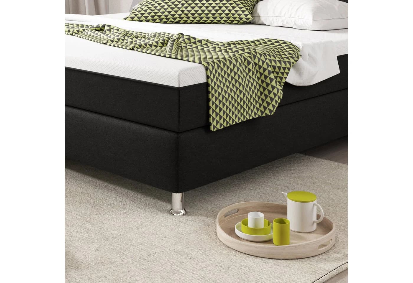 inter Boxspringbett Köln Plus Schwarz mit Topper-Optik und Taschenfederkern - Bild 5