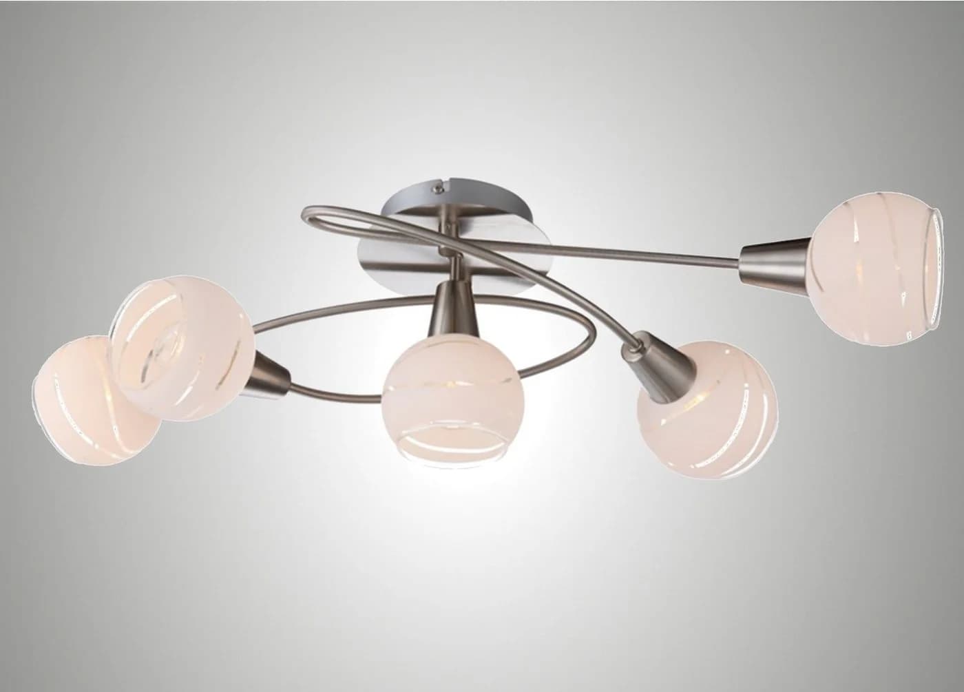 TRANGO LED Deckenleuchte 5-flammig Dimmbar Edelstahl-Optik - Bild 2