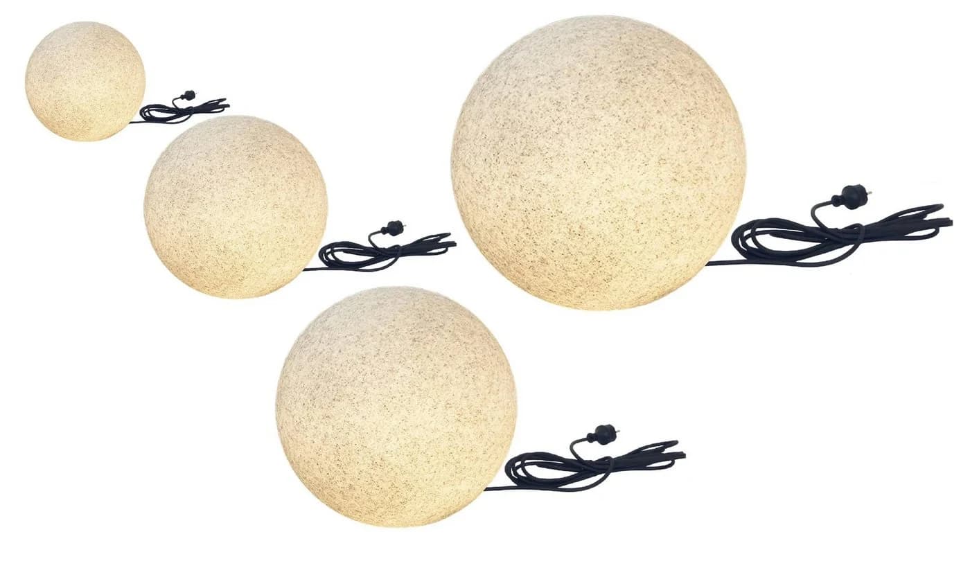 TRANGO LED Gartenkugel 20cm IP65 Granit-Optik warmweiß