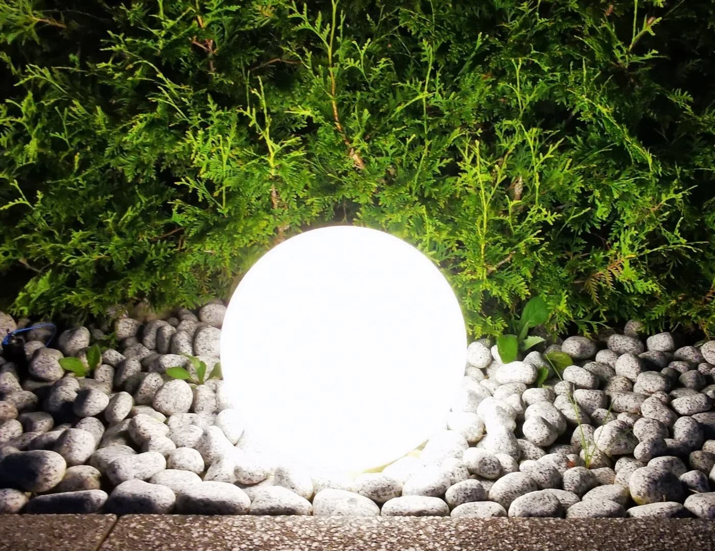 TRANGO LED Gartenkugel 20cm IP65 Granit-Optik warmweiß - Bild 3