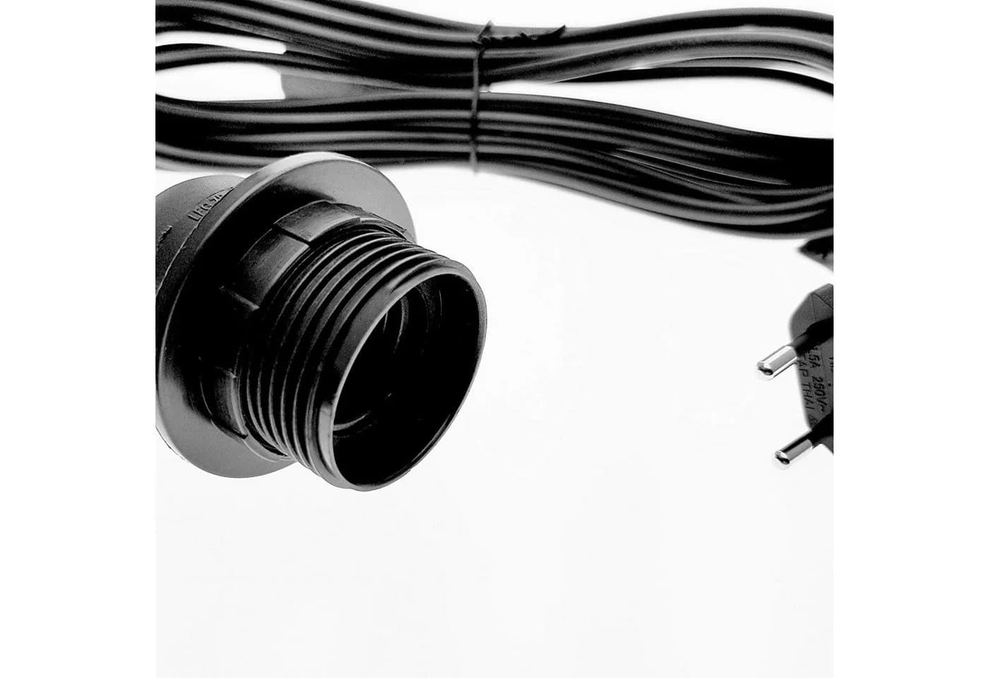TRANGO Pendelleuchte E27 Schwarz mit Schalter 3,5m Kabel - Bild 4
