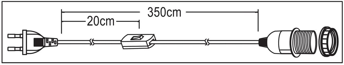 TRANGO Pendelleuchte E27 Weiß mit Schalter 3,5m Kabel