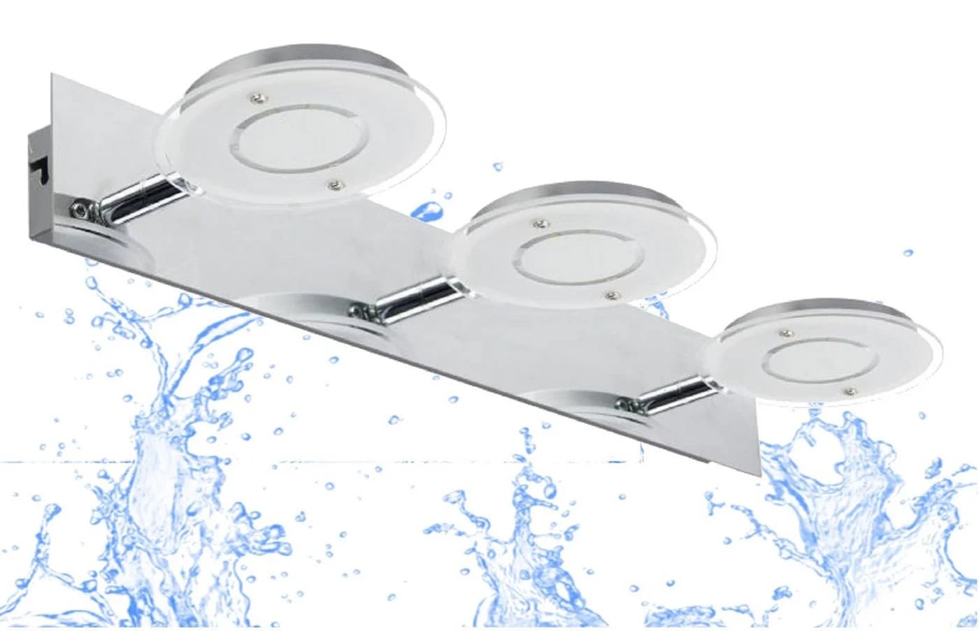 TRANGO LED Deckenleuchte 3-flammig IP44 Chrom-Optik Modern - Bild 2