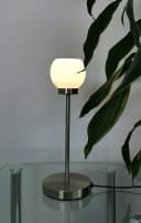 TRANGO LED Tischleuchte Nickel matt satiniertes Glas Serie EARTH Bild 4