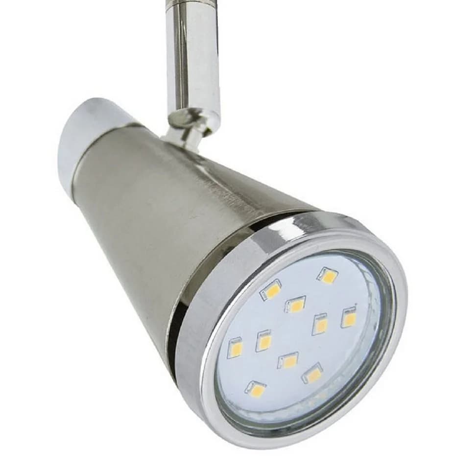 TRANGO LED Deckenstrahler 2-flammig Badleuchte IP44 Nickel matt