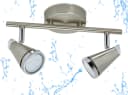 TRANGO LED Deckenstrahler 2-flammig Badleuchte IP44 Nickel matt Bild 2