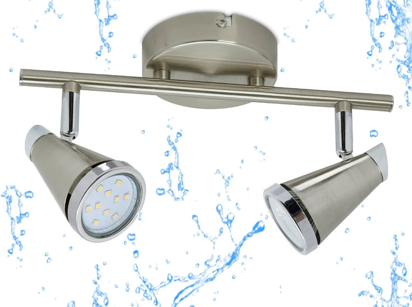 TRANGO LED Deckenstrahler 2-flammig Badleuchte IP44 Nickel matt - Bild 2