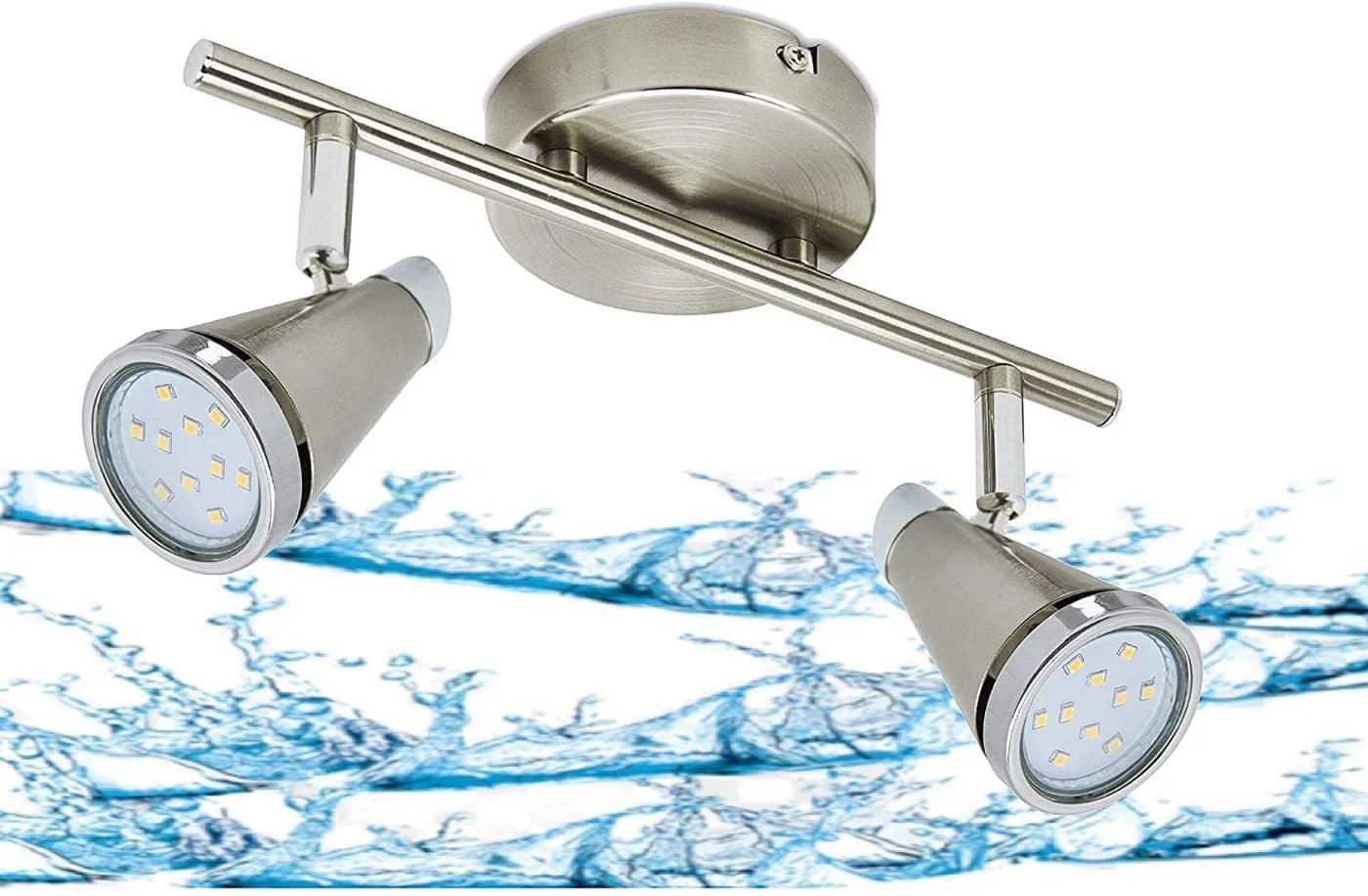 TRANGO LED Deckenstrahler 2-flammig Badleuchte IP44 Nickel matt - Bild 3