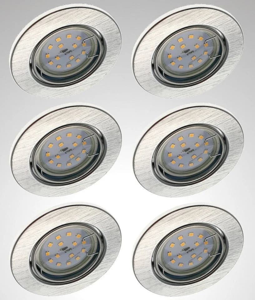 TRANGO 6er Set LED Einbauleuchte Aluminium-Optik GU10 warmweiß dimmbar - Bild 2