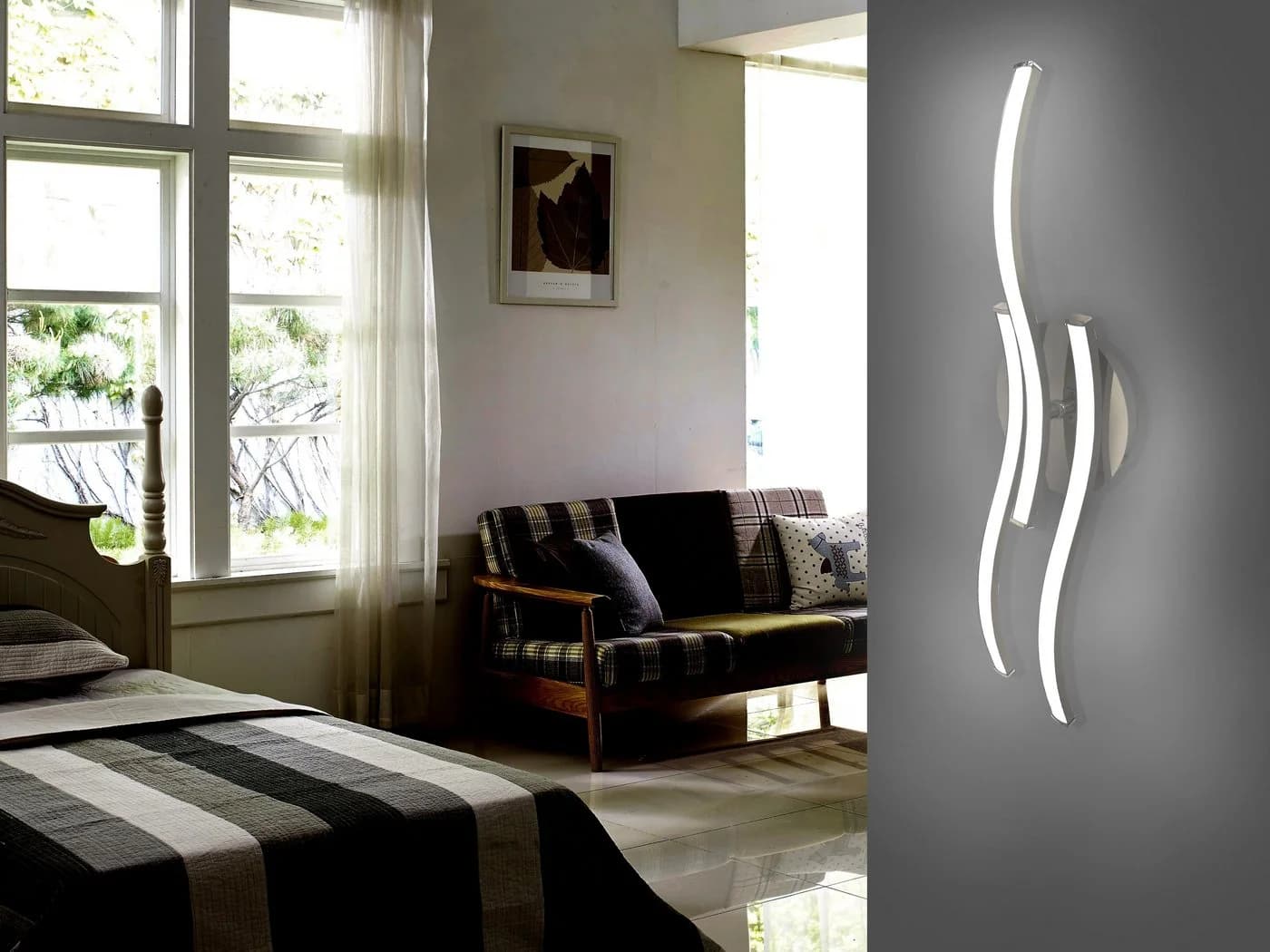 Trango LED Deckenleuchte 3155 Design LED-Deckenleuchte Serie *WAVE* 3 Flammen