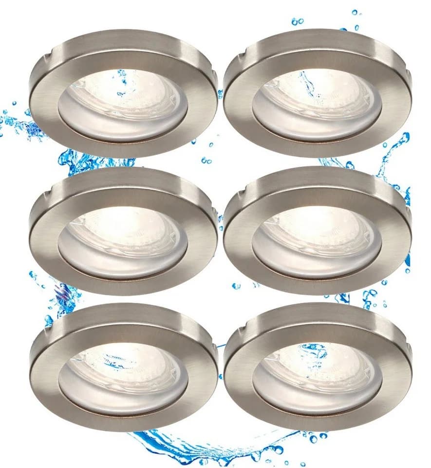 TRANGO LED Einbauleuchte 6er Set IP65 Aluminium gebürstet warmweiß - Bild 2