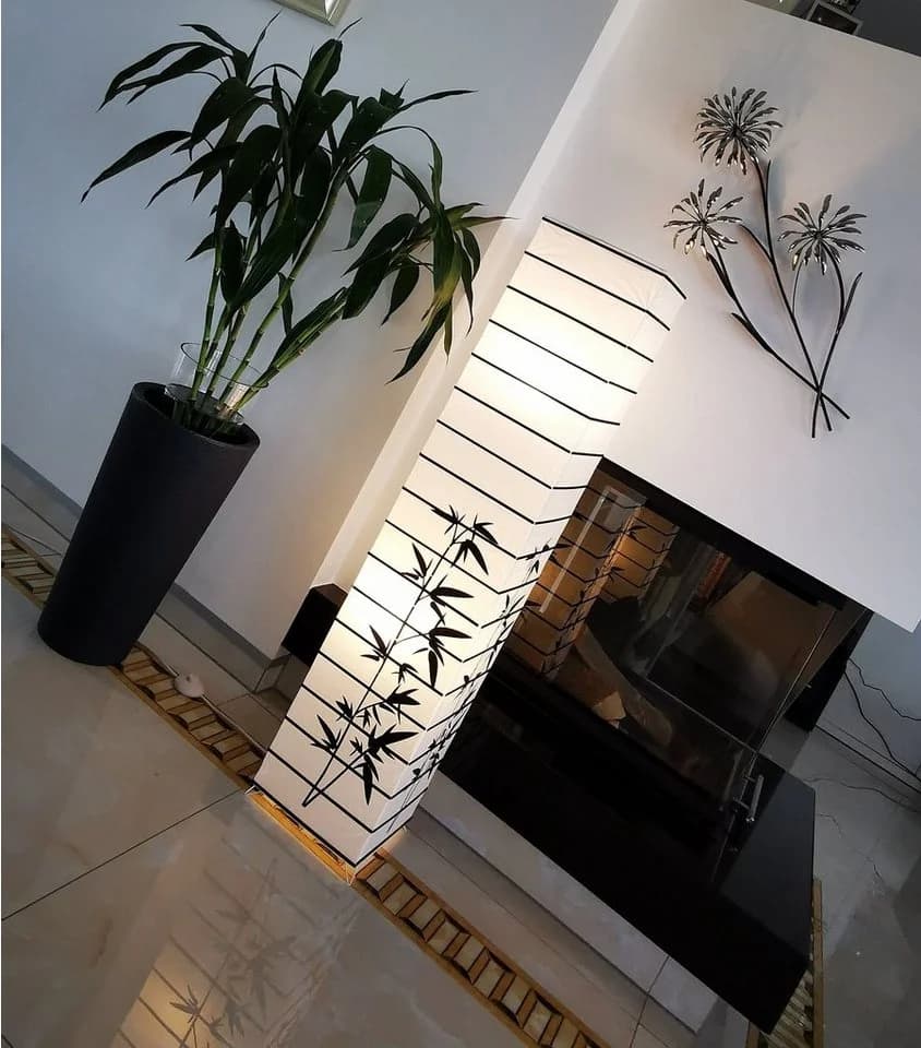 TRANGO Stehlampe Japan Weiß Handmade Reispapier 2x E14