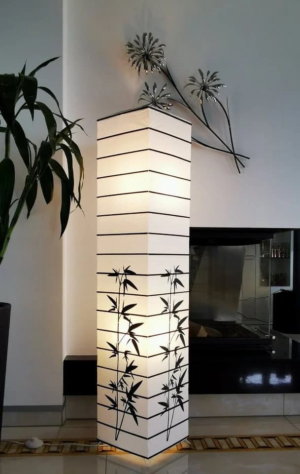 TRANGO Stehlampe Japan Weiß Handmade Reispapier 2x E14 - Bild 5