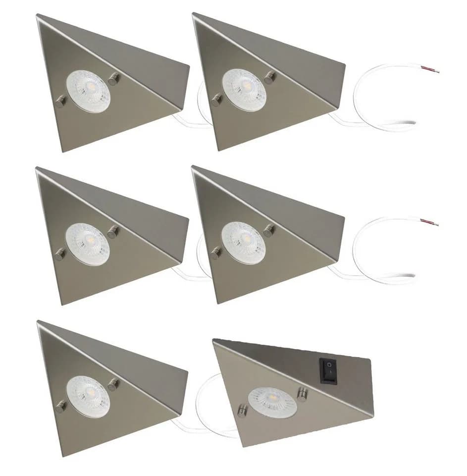 TRANGO LED Unterbauleuchte 6er Set Edelstahl 3000K warmweiß