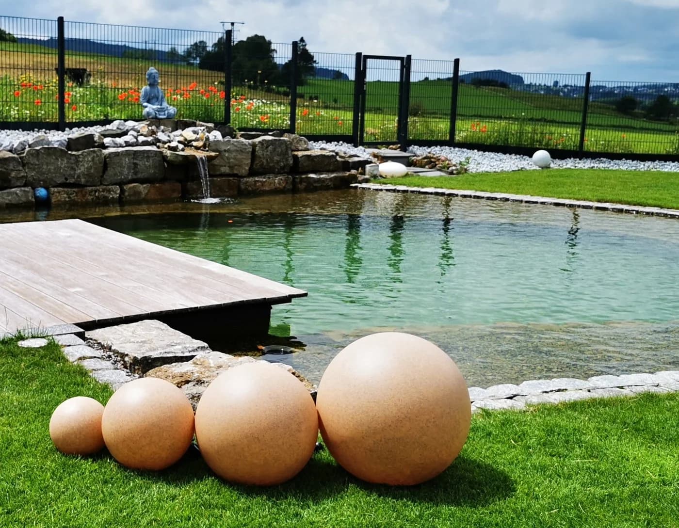 TRANGO LED Gartenkugel IP65 Sandstein-Optik E27 20cm - Bild 5