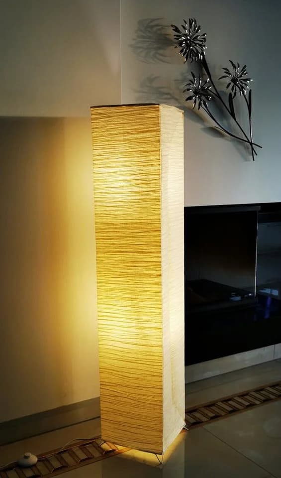 TRANGO LED Stehlampe OSLO Beige Handmade Reispapier 125cm - Bild 3