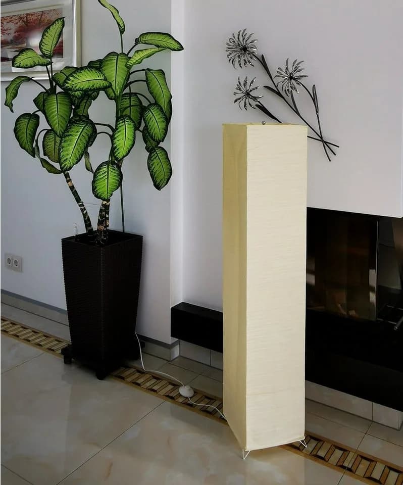 TRANGO LED Stehlampe OSLO Beige Handmade Reispapier 125cm - Bild 4
