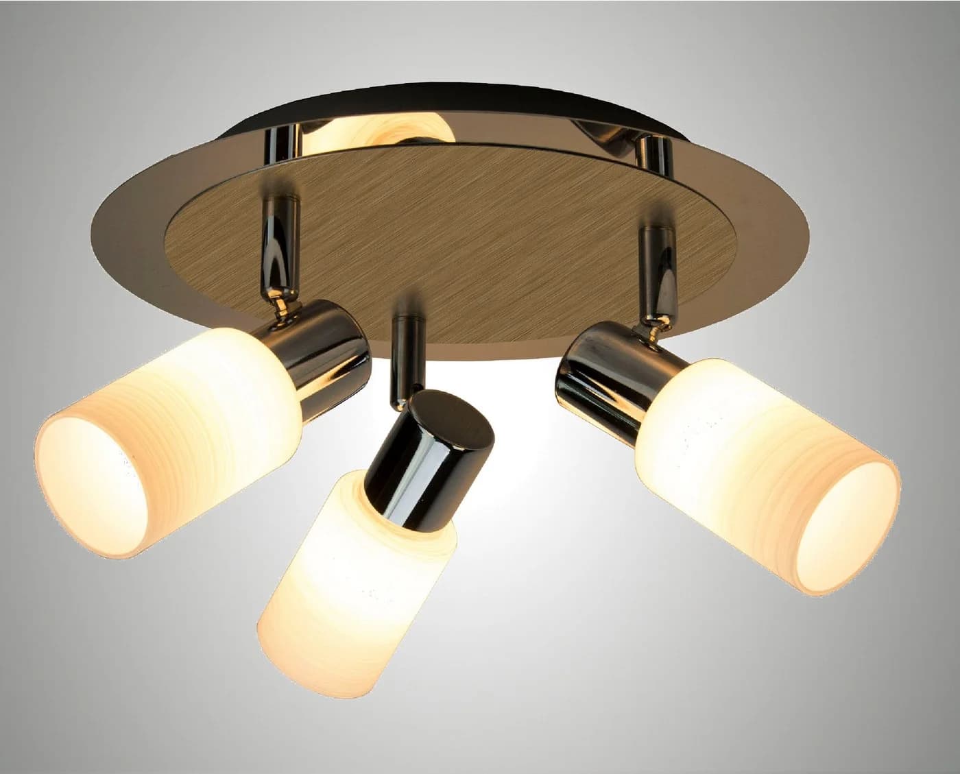 TRANGO LED Deckenleuchte 3-flammig Rondell Chrom & ALU