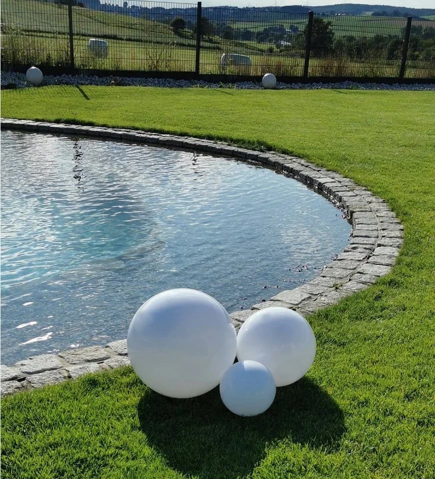 TRANGO LED Gartenleuchte 3er Set Kugelleuchte Weiß IP65 - Bild 2