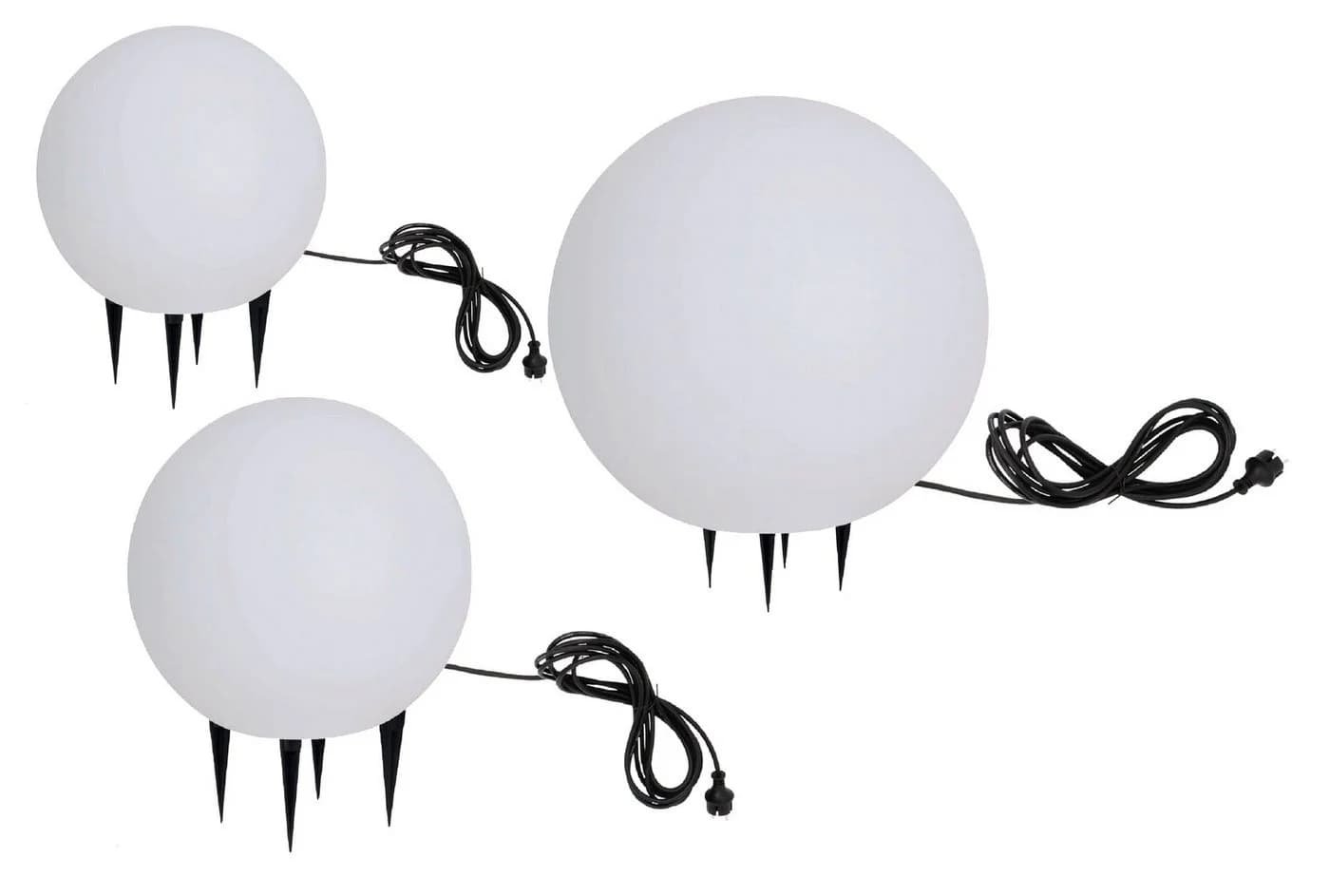 TRANGO LED Gartenleuchte 3er Set Kugelleuchte Weiß IP65 - Bild 3
