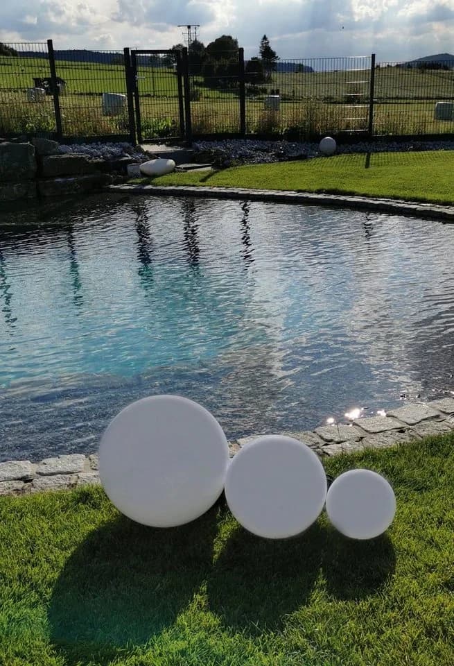 TRANGO LED Gartenleuchte 3er Set Kugelleuchte Weiß IP65 - Bild 4